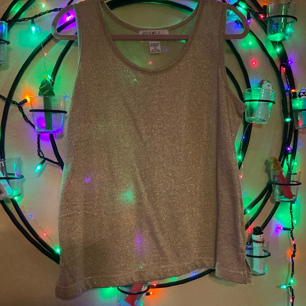 Bob Mackie gold tank top. Size L. It sparkles! Great condition! Sure to shine!